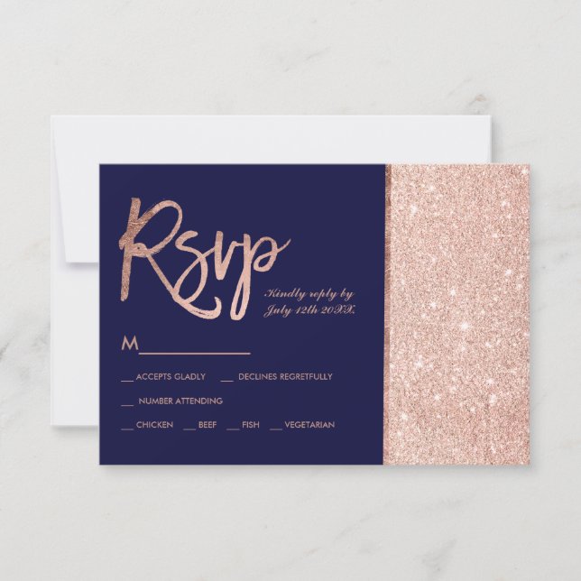 Rose or parties scintillant bloc marine bleu rsvp  (Devant)