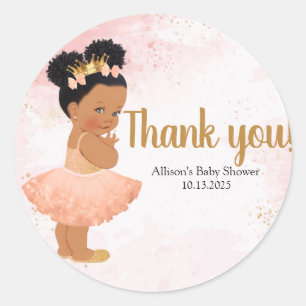 Rose or princesse classique rond autocollant