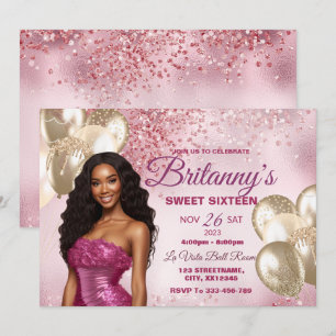 Rose & Or Sweet 16 Girl Birthday Invitation