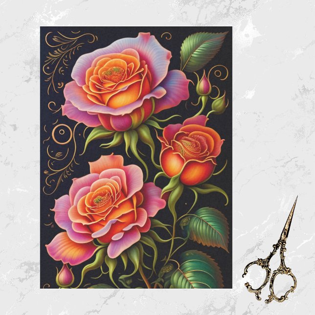 Rose Orange PInk Spray Illustration Seidenpapier (Von Creator hochgeladen)