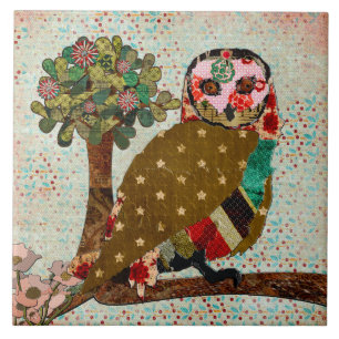 Rose Owl Vintage Fliese