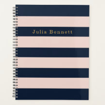 Rose Pâle Personnalisé Navy Rayé Spirale Personnal