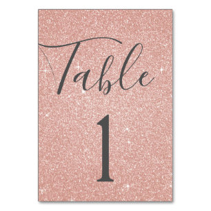 Rose pâle - Rose Gold Sparkle Numéro de table