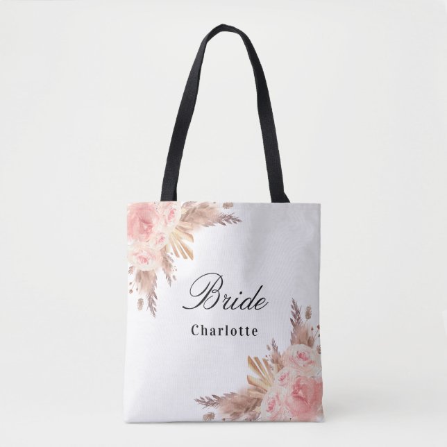 Rose Pampas gras  Goldblume Tasche (Vorderseite)
