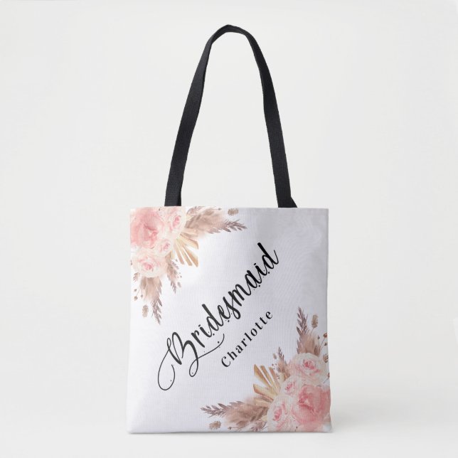 Rose Pampas Gras Hochzeit mit Blumenzwiebeln Tasche (Vorderseite)