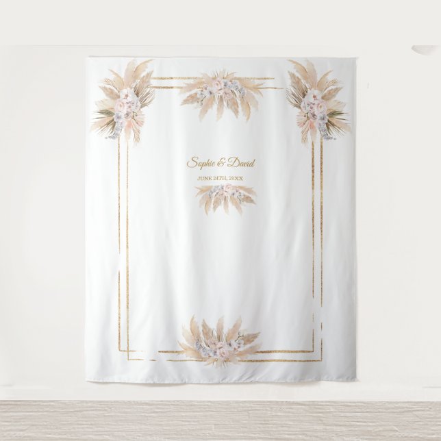 Rose Pampas Grass Foto Stand Wandteppich (Vorderseite)