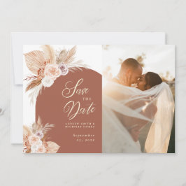 Rose Pampas Terracotta Arch Boho Foto Wedding Save The Date