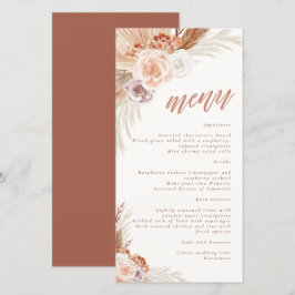 Rose Pampas Terracotta Boho Wedding Menu