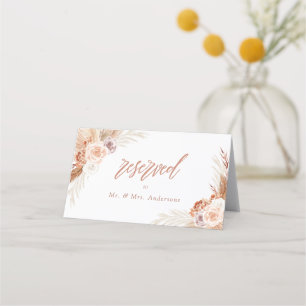 Rose Pampas Terracotta Boho Wedding Platzkarte