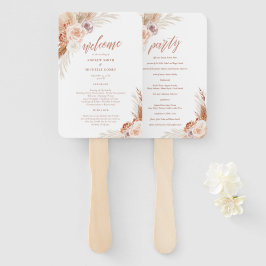 Rose Pampas Terracotta Palm Wedding Programm Fächer