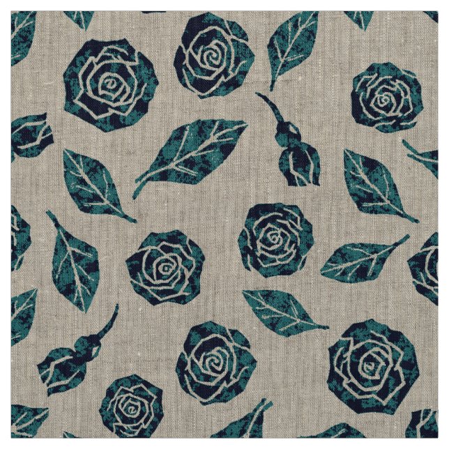 Rose Pandora - Navy Teal Stoff (Muster)