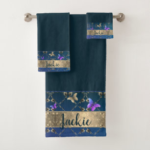 Rose Papillon bleu serviette