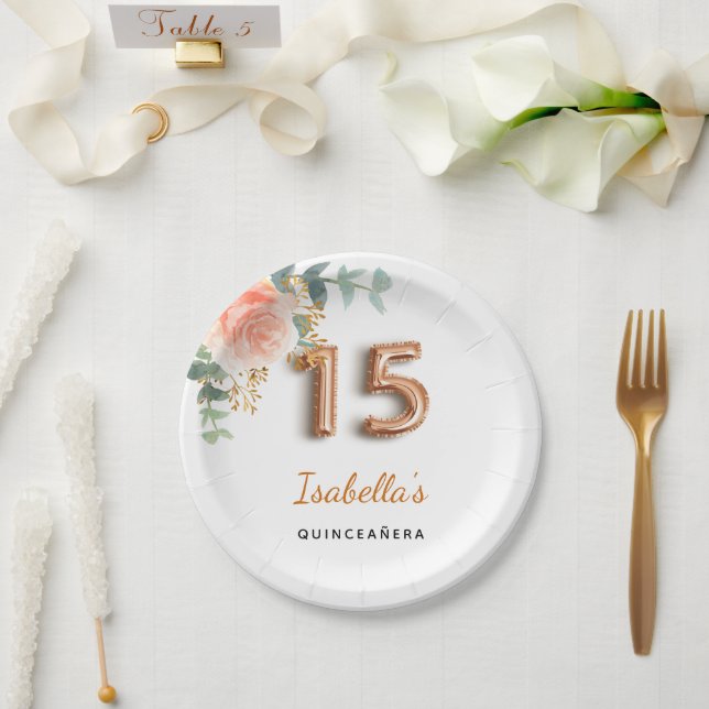 Rose Pappteller (Hochzeit)