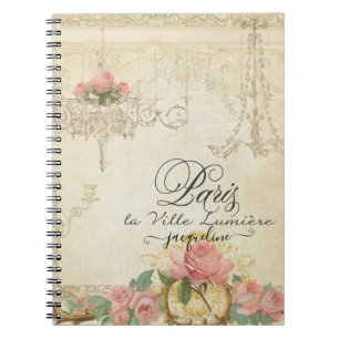 Rose Paris Chandelier Eleganter Skriptname Notizblock