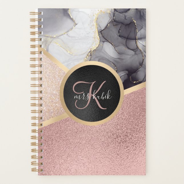 Rose Parties scintillant en marbre or Monogramme P (Devant)