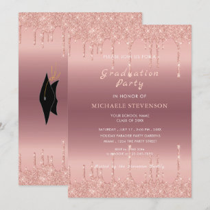 Rose Parties scintillant or Graduation Invitation 