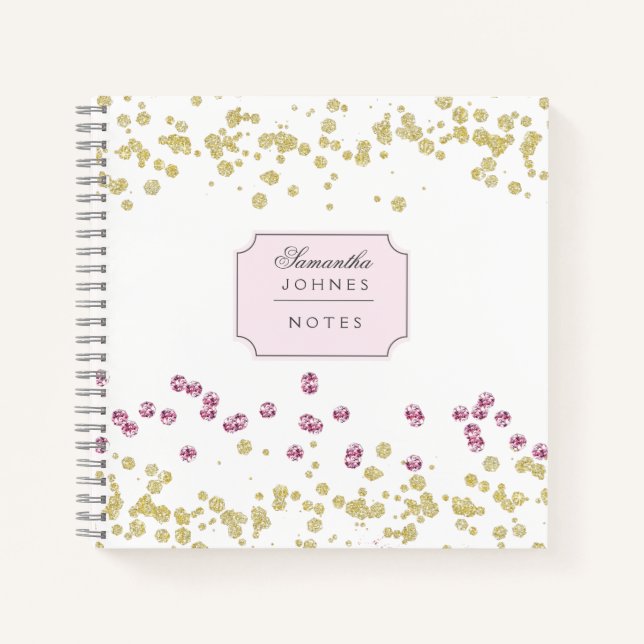 Rose Parties scintillant or Monogramme Carnet spir (Devant)
