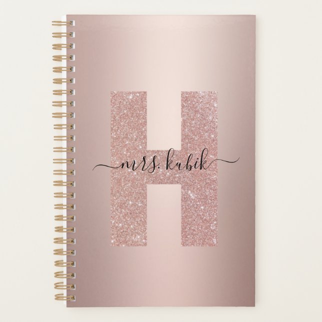 Rose Parties scintillant or  Monogramme enseignant (Devant)