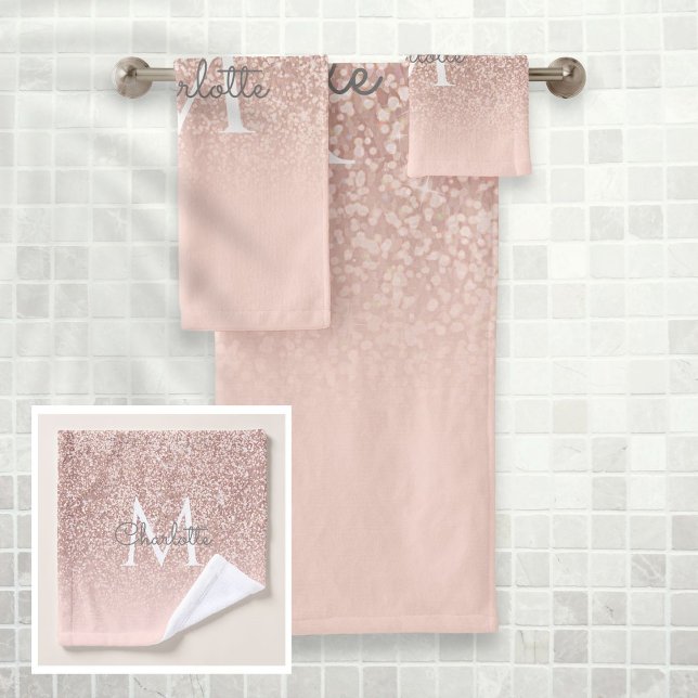 Rose Parties scintillant or rose pâle Monogramme (Créateur téléchargé)