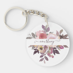 Rose pastel et floral personnalisé violet