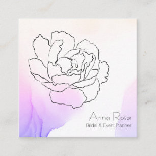 *~* Rose Pastell Pink & Lavendel Wasserfarbe Quadratische Visitenkarte