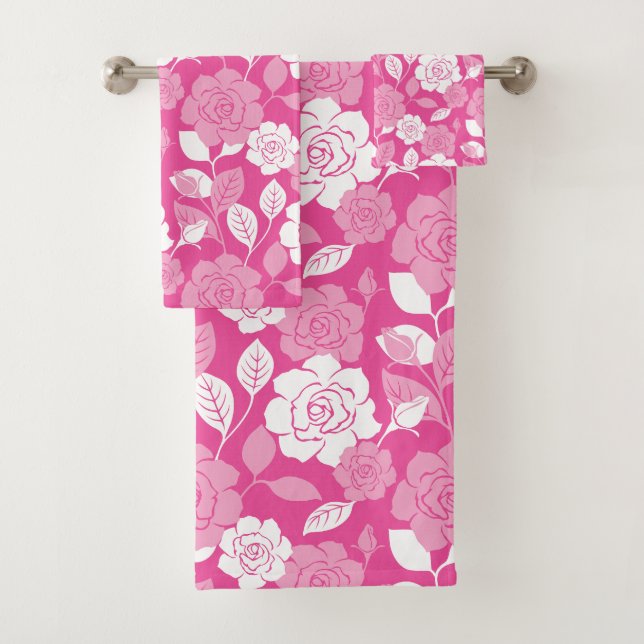 ROSE PATTERN (PINK) BADHANDTUCH SET (Insitu)