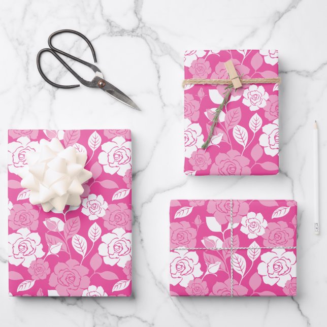 ROSE PATTERN (PINK) GESCHENKPAPIER SET (Vorderseite)