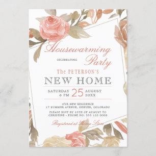 Rose Peach Cream Blumenkohl Party Einladung