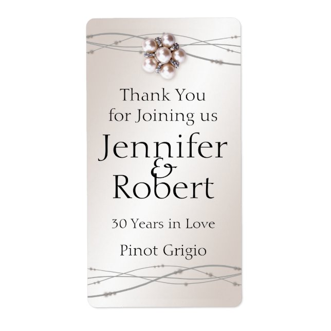 Rose Pearl and Dots 30e anniversaire Étiquette de  (Devant)