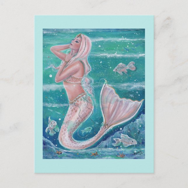 Rose Pearl Mermaid Art von Renee Lavoie Postkarte (Vorderseite)