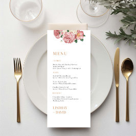 Rose Peony Blume Menu Card Menükarte
