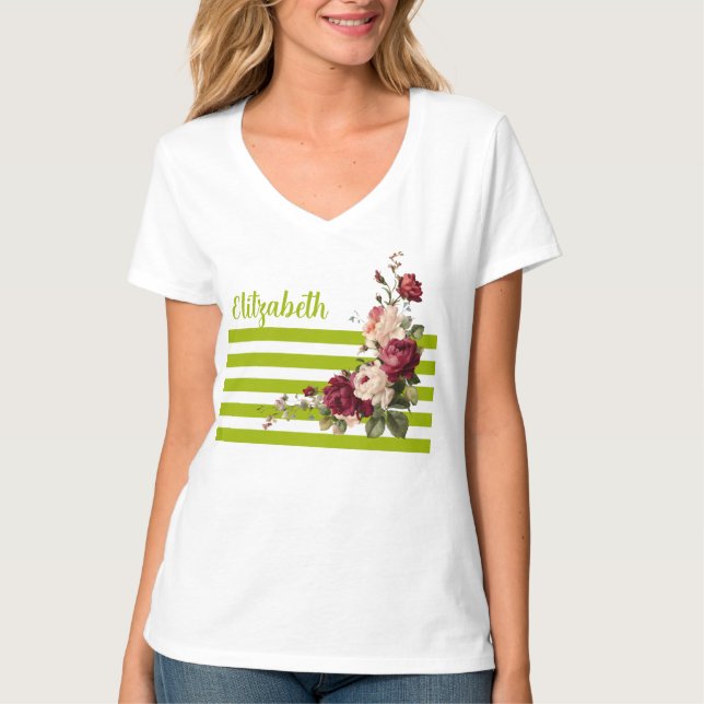 Rose Peony floral T-Shirt (Vorderseite)