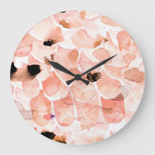 Rose, Peony, und Blätter, Aquarellmuster. Große Wanduhr