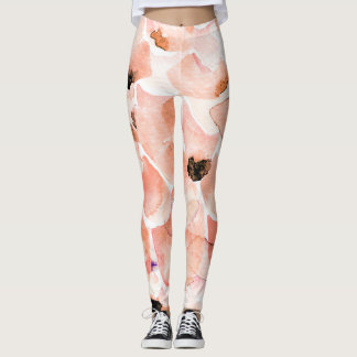 Rose, Peony, und Blätter, Aquarellmuster. Leggings