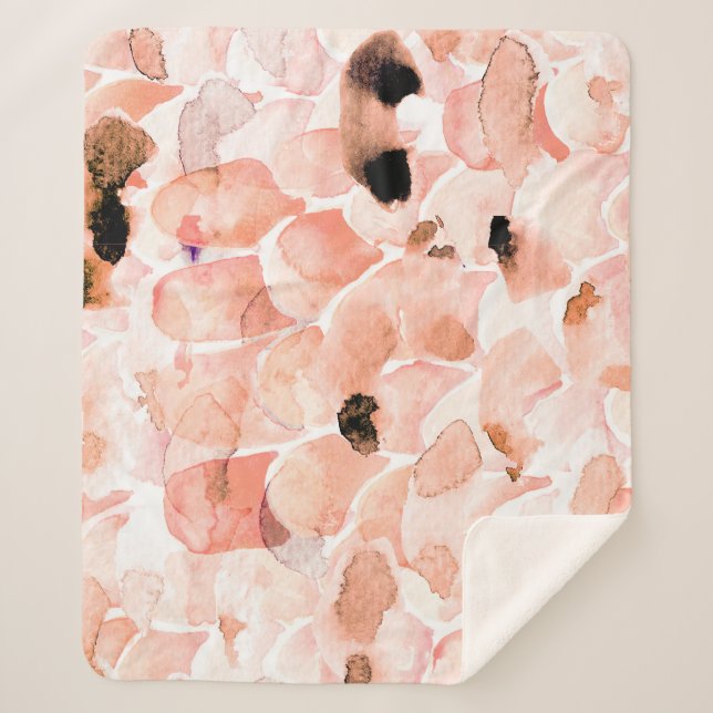 Rose, Peony, und Blätter, Aquarellmuster. Sherpadecke (Vorderseite)