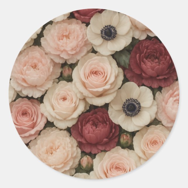 Rose Peonys und Anemones Stickers (Vorderseite)
