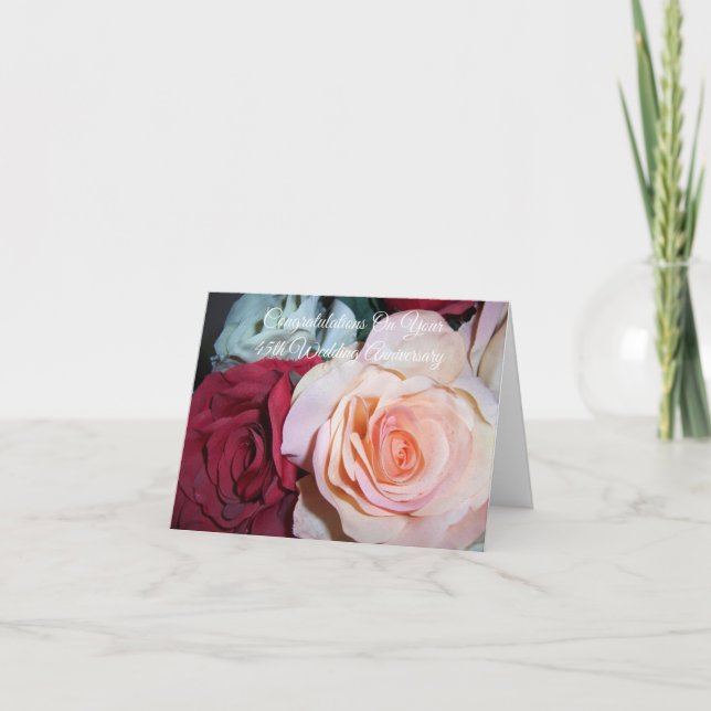 Rose Personalisiert 45. Hochzeitstag Karte (Vorderseite)