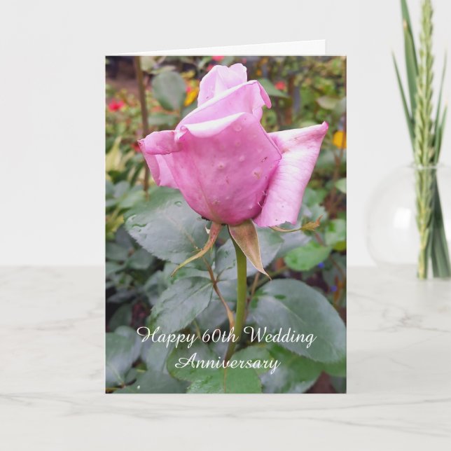 Rose Personalisiert 60. Hochzeitskarte Karte (Vorderseite)