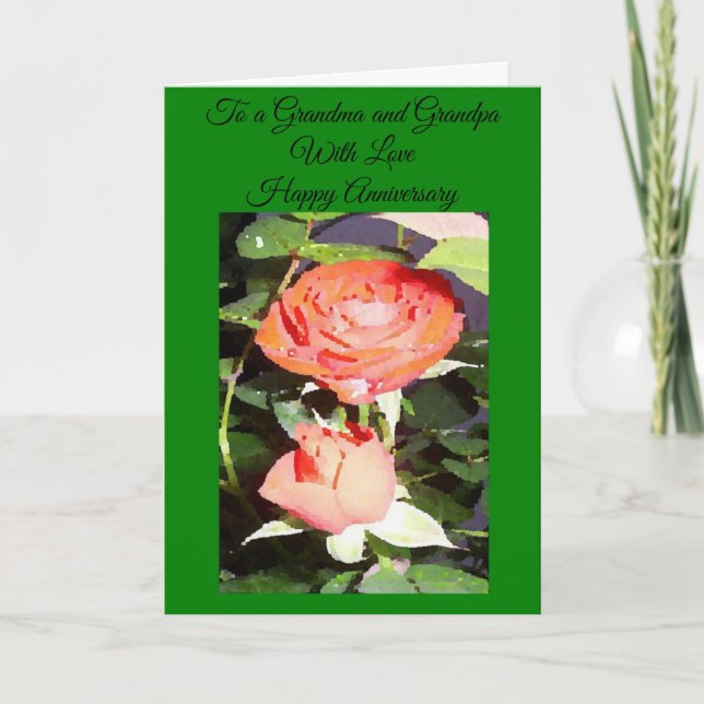 Rose Personalisiert Großeltern Hochzeitstag Karte (Vorderseite)