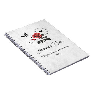 Rose personnalisé, encre et Carnet spiral temporel
