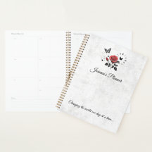 Rose personnalisé, planificateur d'encre et de tem