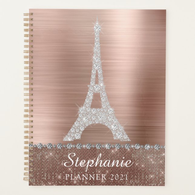Rose personnalisée Gold Diamond Sparkle Paris (Devant)