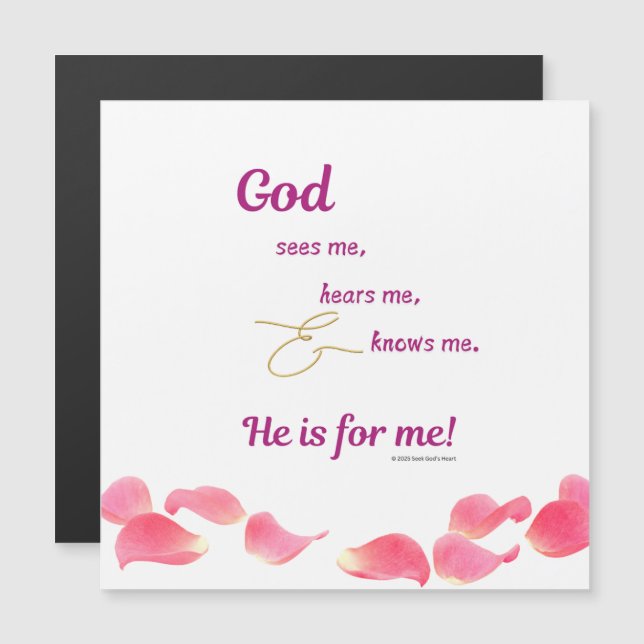 Rose Petals - Gott sieht mich Magnetkarte (Vorne/Hinten)