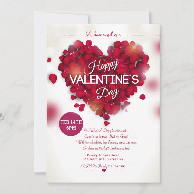 Rose Petals Valentine Invitation (Devant)