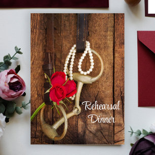 Rose Pferdchen Western Hochzeit Probe Dinner Einladung