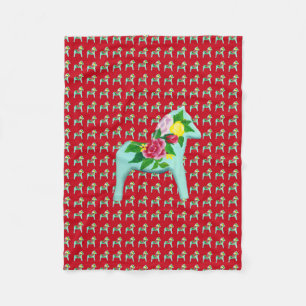 Rose Pferde Fleecedecke