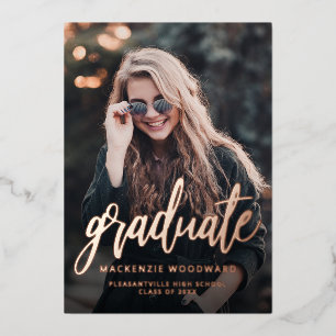 Rose photo Gold Foil Faire-part de graduation