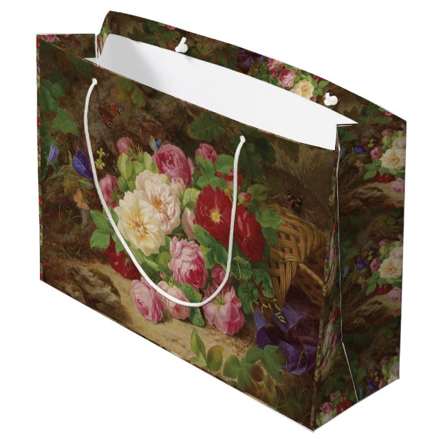 Rose Piece im Waldboden mit Schmetterlingen Große Geschenktüte (Rückseite Schrägansicht)