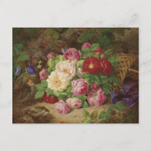 Rose Piece im Waldboden mit Schmetterlingen Postkarte