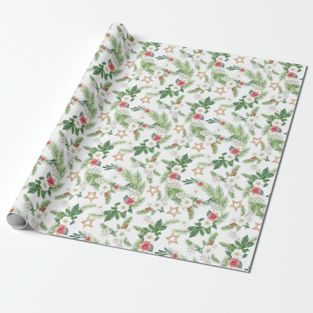 Rose Pinecones Geschenkpapier (Ungerollt)